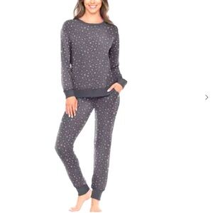 3X Ladies' Ultra Soft 2-piece Pajama Set Dark Gray With Stars